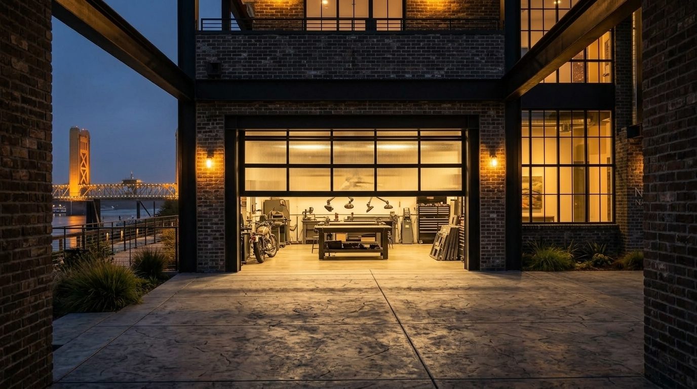 Sinclair Local Garage Door Garage Door Gliding Open Revealing Warm Illuminated Interior